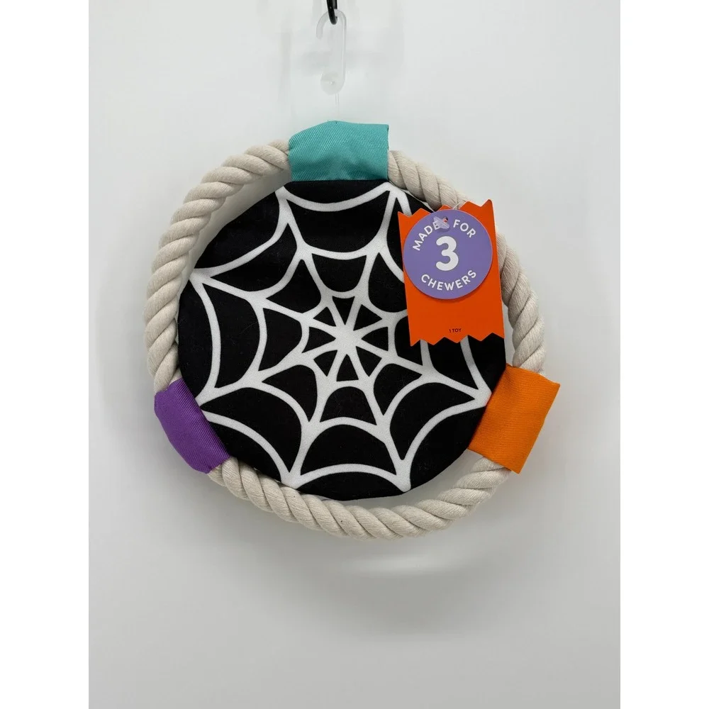 Boots & Barkley Halloween Spiderweb Rope Dog Toy Tug Toy for 3 Chewers